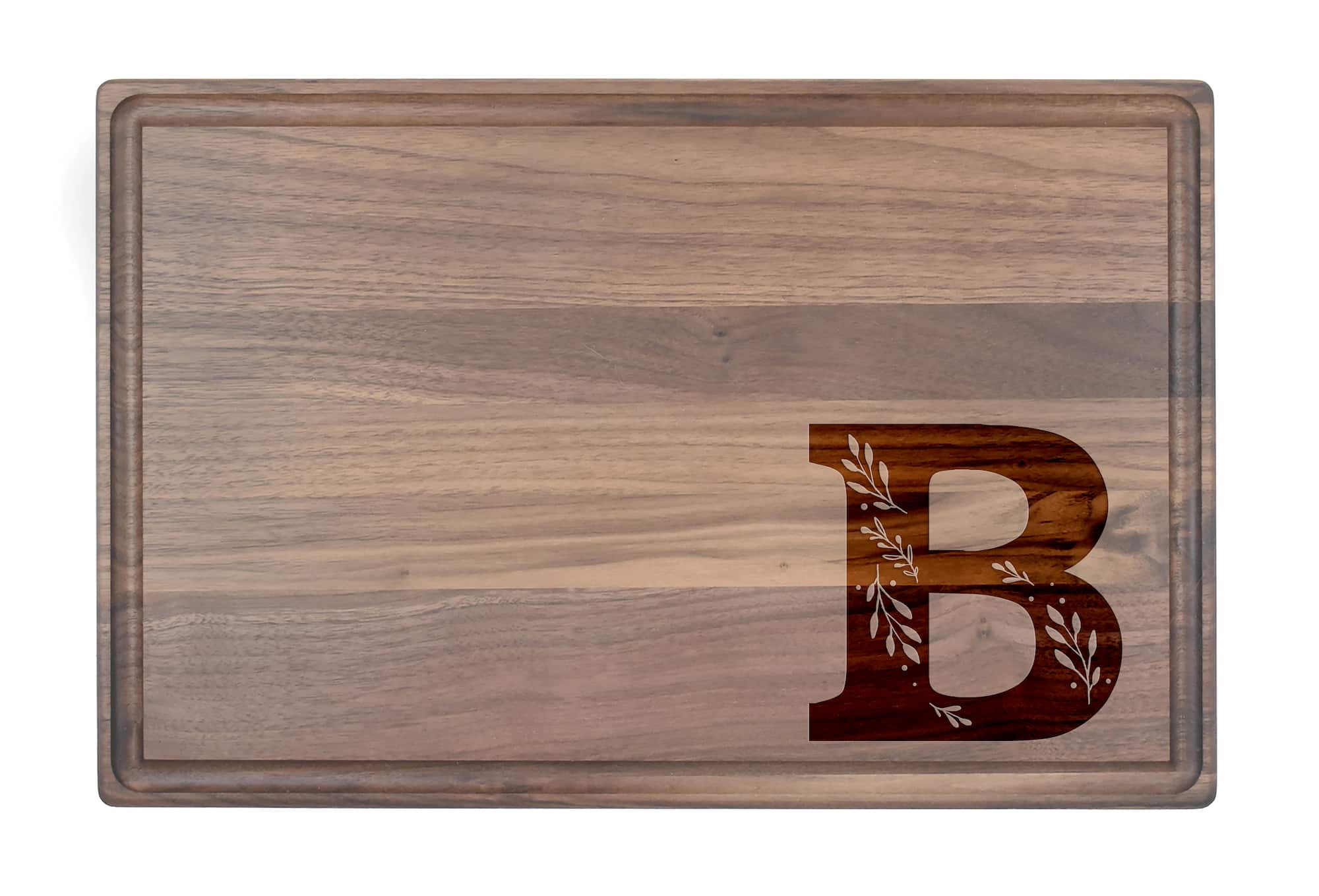 Floral Monogram Walnut Cutting Board